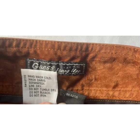 Vintage Guess velvety soft mini skirt size 28 rust brown -preowned **Flaw** - Picture 3 of 10